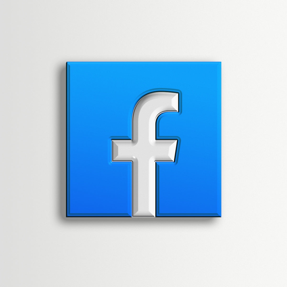 a blue and white facebook logo on a white background