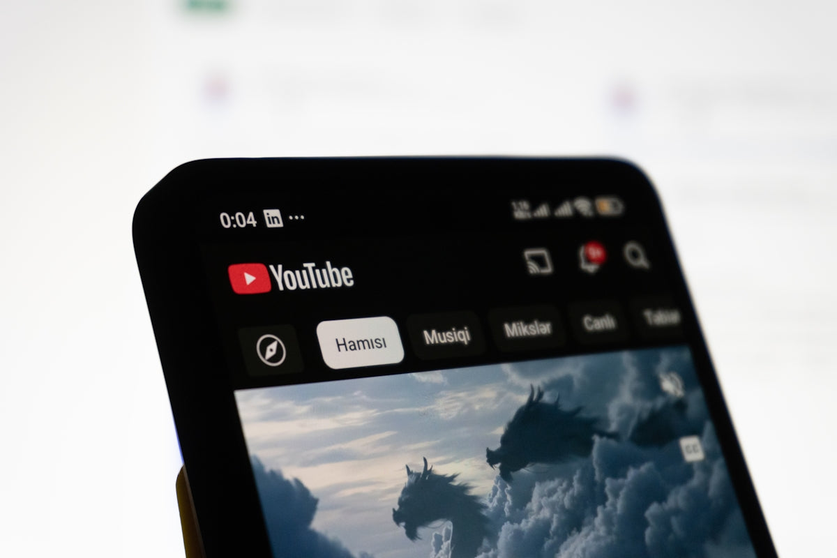 Smartphone displaying the youtube app interface