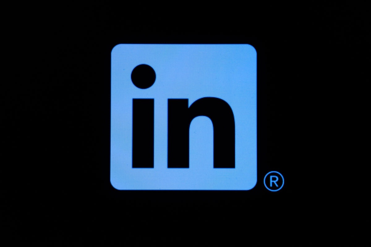 Linkedin logo on a black background