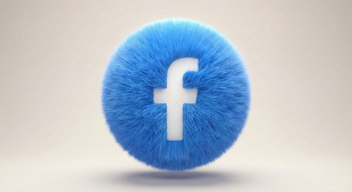 Fuzzy blue facebook logo on a light background