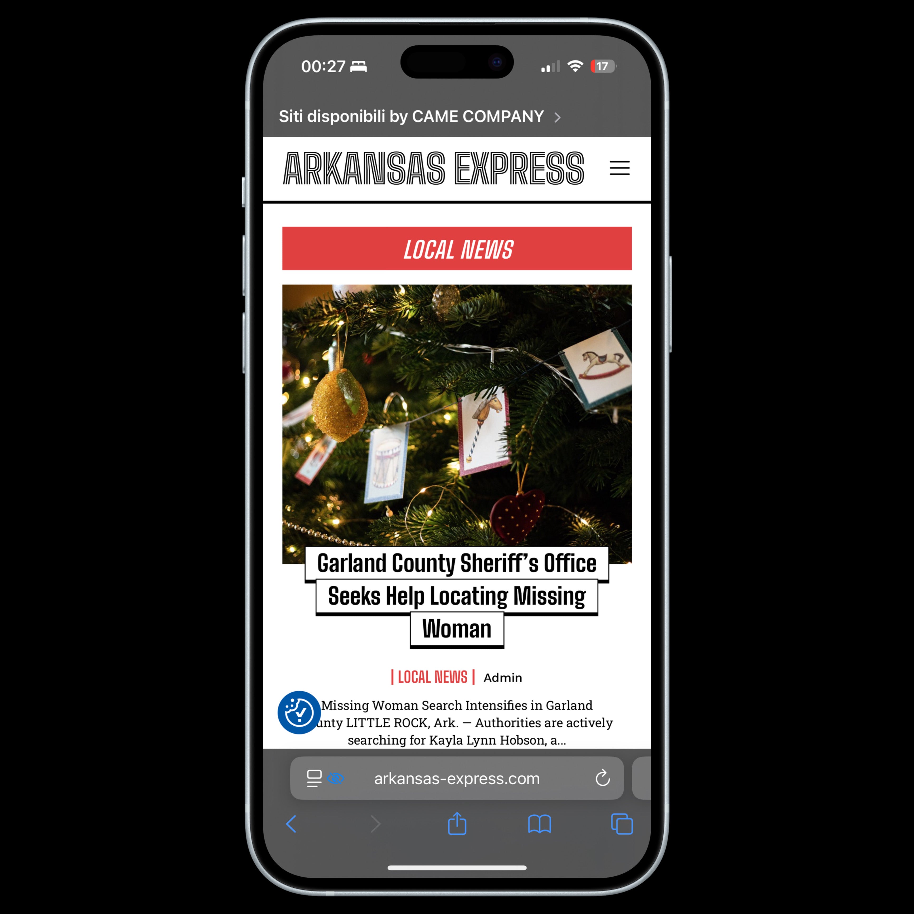 Articolo su arkansas-express.com