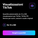 PR Service Musica/Audio Originale TikTok • 100% Organic Real - Visualizzazioni TikTok: Quantità selezionabile da 10 a 500 visualizzazioni per TikTok. TikTok PR Service per suoni, canzoni e audio originali