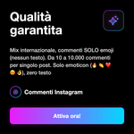 COMMENTI EMOJI INTERNAZIONALI • Solo Emoticon - Qualità garantita: Mix internazionale, commenti SOLO emoji (nessun testo). Da 10 a 10.000 commenti per singolo post. Solo emoticon (🔥 👏 ❤️ 😍 👌), zero testo