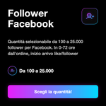 LIKE/FOLLOWER PAGE INTERNAZIONALI • Economici Globale - Follower Facebook: Quantità selezionabile da 100 a 25.000 follower per Facebook. In 0-72 ore dall'ordine, inizio arrivo like/follower