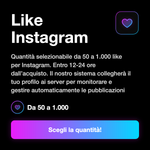 LIKE ITALIANI AUTOMATICI - Like Instagram: Quantità selezionabile da 50 a 1.000 like per Instagram. Entro 12-24 ore dall’acquisto. Il nostro sistema collegherà il tuo profilo ai server per monitorare e gestire automaticamente le pubblicazioni