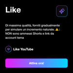 LIKE - Like: Di massima qualità, forniti gradualmente per simulare un incremento naturale. ⚠️ : NON sono ammessi Shorts e link da account tema