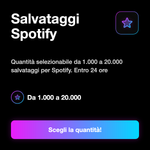 AGGIUNTA BRANI AI PREFERITI - Salvataggi Spotify: Quantità selezionabile da 1.000 a 20.000 salvataggi per Spotify. Entro 24 ore