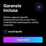 ASCOLTI MENSILI - Garanzia inclusa: Obiettivo raggiunto garantito, mantenimento per tutto il mese. Fino a 10.000 Monthly Listeners/giorno, crescita progressiva