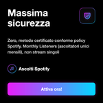 ASCOLTI MENSILI - Massima sicurezza: Zero, metodo certificato conforme policy Spotify. Monthly Listeners (ascoltatori unici mensili), non stream singoli