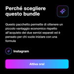 BUNDLE STARTER • Like + Commenti Italiani 🇮🇹 - Perché scegliere questo bundle: Questo pacchetto permette di ottenere un piccolo vantaggio economico rispetto all’acquisto dei due servizi separati ed è pensato per chi vuole iniziare con una formula