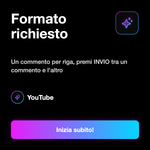 COMMENTI ITALIANI PERSONALIZZATI - Formato richiesto: Un commento per riga, premi INVIO tra un commento e l'altro