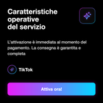 COMMENTI - Caratteristiche operative del servizio: L’attivazione è immediata al momento del pagamento. La consegna è garantita e completa