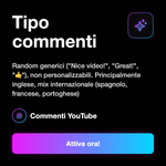 COMMENTI YOUTUBE Random Internazionali • Economici - Tipo commenti: Random generici ("Nice video!", "Great!", "👍"), non personalizzabili. Principalmente inglese, mix internazionale (spagnolo, francese, portoghese)