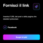 CONDIVISIONI - Fornisci il link: Inserisci l’URL del post o della pagina che desideri potenziare