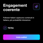 Follower TikTok Italiani 🇮🇹 • Crescita Profilo - Engagement coerente: Follower italiani capiscono contenuti in italiano, più probabilità interazione