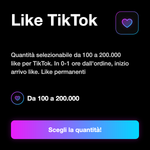 LIKE 100% REALI EU • Engagement naturale real view - Like TikTok: Quantità selezionabile da 100 a 200.000 like per TikTok. In 0-1 ore dall'ordine, inizio arrivo like. Like permanenti