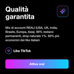 LIKE 100% REALI EU • Engagement naturale real view - Qualità garantita: Mix di account REALI (USA, UK, India, Brasile, Europa, Asia). 99% restano permanenti, drop naturale 1%. 60% più economici dei like italiani