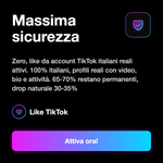 Like TikTok Italiani 🇮🇹 • Engagement Video Italia - Massima sicurezza: Zero, like da account TikTok italiani reali attivi. 100% italiani, profili reali con video, bio e attività. 65-70% restano permanenti, drop naturale 30-35%