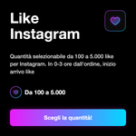 LIKE ITALIANI REALI • Organici e Attivi - Like Instagram: Quantità selezionabile da 100 a 5.000 like per Instagram. In 0-3 ore dall'ordine, inizio arrivo like