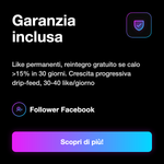 LIKE/FOLLOWER ITALIANI • Only Page - Garanzia inclusa: Like permanenti, reintegro gratuito se calo >15% in 30 giorni. Crescita progressiva drip-feed, 30-40 like/giorno