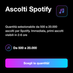 PLAY TRACK ITALIANI - Ascolti Spotify: Quantità selezionabile da 500 a 20.000 ascolti per Spotify. Immediata, primi ascolti visibili in 2-6 ore