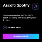 PLAY PLAYLIST INTERNAZIONALI - Ascolti Spotify: Quantità selezionabile da 500 a 20.000 ascolti per Spotify. Immediata, primi play in 6-12 ore