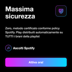 PLAY PLAYLIST INTERNAZIONALI - Massima sicurezza: Zero, metodo certificato conforme policy Spotify. Play distribuiti automaticamente su TUTTI i brani della playlist