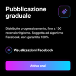 RECENSIONI PAGE INTERNAZIONALI • Economico - Pubblicazione graduale: Distribuite progressivamente, fino a 100 recensioni/giorno. Soggetta ad algoritmo Facebook, non garantita 100%