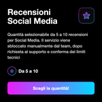RECENSIONI TRUSTPILOT ITALIANE • Account Reali - Recensioni Social Media: Quantità selezionabile da 5 a 10 recensioni per Social Media. Il servizio viene sbloccato manualmente dal team, dopo richiesta al supporto e conferma dei limiti tecnici