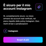VISUALIZZAZIONI + RETENTION 
 • Post, Video e Reel - È sicuro per il mio account Instagram: Sì, completamente sicuro. Le views arrivano da account reali verificati, nel pieno rispetto delle policy Instagram. Zero rischi di ban o penalizzazioni