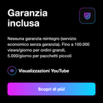 VISUALIZZAZIONI Standard Internazionali • Economiche - Garanzia inclusa: Nessuna garanzia reintegro (servizio economico senza garanzia). Fino a 100.000 views/giorno per ordini grandi, 5.000/giorno per pacchetti piccoli