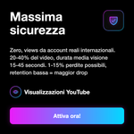 VISUALIZZAZIONI Standard Internazionali • Economiche - Massima sicurezza: Zero, views da account reali internazionali. 20-40% del video, durata media visione 15-45 secondi. 1-15% perdite possibili, retention bassa = maggior drop