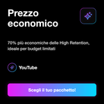 VISUALIZZAZIONI Standard Internazionali • Economiche - Prezzo economico: 70% più economiche delle High Retention, ideale per budget limitati