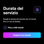 Durata del servizio spettatori selezionabile da 15 a 240 minuti
