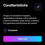 Membri Gruppo Facebook USA 🇺🇸 • Crescita Community - Caratteristiche: Gruppi con domande d’ingresso, approvazione manuale o altre restrizioni possono richiedere tempi diversi. Il servizio non garantisce attività futura dei membri