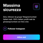 FOLLOWER ITALIANI DA GIVEWEY • Organici Reali - Massima sicurezza: Zero, follower da gruppi Telegram/contest italiani reali. 100% italiani, profili reali da giveaway/contest con foto e bio