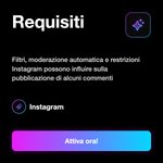 Commenti Instagram 💬 • Personalizzati bot Fast - Requisiti: Filtri, moderazione automatica e restrizioni Instagram possono influire sulla pubblicazione di alcuni commenti