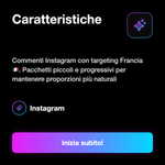 Commenti Instagram Francesi 🇫🇷 • Engagement Post - Caratteristiche: Commenti Instagram con targeting Francia 🇫🇷. Pacchetti piccoli e progressivi per mantenere proporzioni più naturali