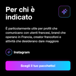 Like Instagram Francesi 🇫🇷 • Engagement e Visibilità - Per chi è indicato: È particolarmente utile per profili che comunicano con utenti francesi, brand che operano in Francia, creator francofoni e attività che desiderano dare maggiore