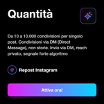 CONDIVISIONI/SHARE INSTAGRAM • Post e Reel - Quantità: Da 10 a 10.000 condivisioni per singolo post. Condivisioni via DM (Direct Message), non storie. Invio via DM, reach privato, segnale forte algoritmo