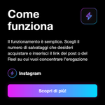 Salvataggi Instagram 💾 • Instagram Saves - Come funziona: Il funzionamento è semplice. Scegli il numero di salvataggi che desideri acquistare e inserisci il link del post o del Reel su cui vuoi concentrare l’erogazione