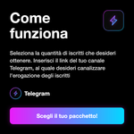 ISCRITTI ITALIANI TELEGRAM - Come funziona: Seleziona la quantità di iscritti che desideri ottenere. Inserisci il link del tuo canale Telegram, al quale desideri canalizzare l'erogazione degli iscritti