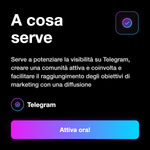 ISCRITTI PREMIUM TELEGRAM - A cosa serve: Serve a potenziare la visibilità su Telegram, creare una comunità attiva e coinvolta e facilitare il raggiungimento degli obiettivi di marketing con una diffusione