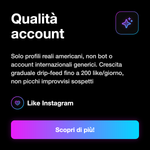 LIKE AMERICANI 🇺🇸 USA • Top quality - Qualità account: Solo profili reali americani, non bot o account internazionali generici. Crescita graduale drip-feed fino a 200 like/giorno, non picchi improvvisi sospetti