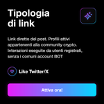 LIKE X / TWITTER DA PROFILI CRYPTO REALI ₿ • UTENTI ATTIVI, SENZA BOT E AD ALTA STABILITÀ - Tipologia di link: Link diretto del post. Profili attivi appartenenti alla community crypto. Interazioni eseguite da utenti registrati, senza i comuni account BOT