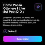 LIKE X / TWITTER DA PROFILI CRYPTO REALI ₿ • UTENTI ATTIVI, SENZA BOT E AD ALTA STABILITÀ - Come Posso Ottenere I Like Sui Post Di X /: Scegliete il pacchetto più adatto alla quantità di Like che desiderate ricevere. La quantità massima consentita è di 1.