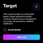 Play Spotify Premium Italiani 🇮🇹 • Web 2.0 - Target: 100% ascolti da Italia con ranking SEO Spotify. Playlist algoritmiche Spotify certificate. Stream ad alto coinvolgimento con durata ~60 secondi fino a BRANO COMPLETO