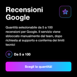 RECENSIONI GOOGLE • User HQ + Local guide • Approvazione Veloce ⚡️ - Recensioni Google: Quantità selezionabile da 5 a 100 recensioni per Google. Il servizio viene sbloccato manualmente dal team, dopo richiesta al supporto e conferma dei limiti tecnici
