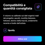 Ascolti Spotify Algoritmici ⚙️ • Riproduzioni Brano - Compatibilità e quantità consigliata: Il volume va calibrato sui dati organici reali del progetto: ascolti, monthly listeners, follower, storico della traccia, andamento recente e livello dell’artista
