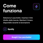 Ascolti Spotify ▶️ • Riproduzioni e Streams - Come funziona: Seleziona il pacchetto. Inserisci il link diretto della traccia. Mantieni il brano disponibile durante la lavorazione